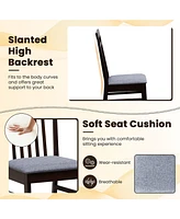 Gymax Upholstered Dining Chair Set of 4 Kitchen Armless Padded w/ Slanted Backrest