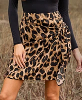 Cupshe Women's Leopard Print Tie Mini Skirt