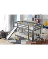 Slickblue Twin over Twin Bunk Bed with Convertible Slide and Ladder