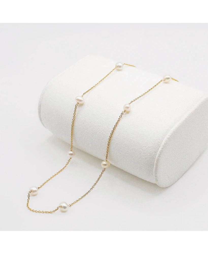 Bowood Lane Non-Tarnishing Gold Filled Dainty Chain With 4mm Freshwater Pearls Necklace