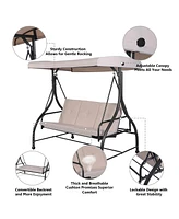 Skonyon 3 Seats Outdoor Swing Hammock with Adjustable Tilt Canopy