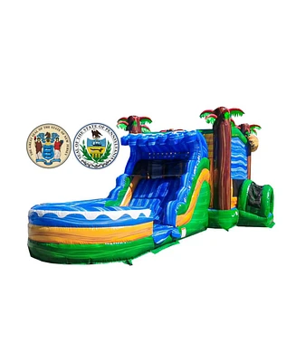 JumpOrange Jaguar Commercial Grade Bounce House Water Slide with Pool (with Blower), Kids and Adults, Wet Dry Combo, Basketball Hoop, Tunnel Entrance,