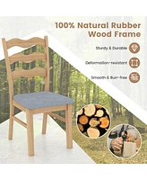 Gymax Dining Chair Set of 4 w/ Padded Seat Hollowed Wave Backrest Rubber Wood Frame