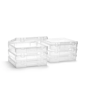 Sorbus Set of 6 Clear Stackable Portable Project Case Fits 10"x12" - Snap-Tight Closure, Ideal for Board Games, Crafts, and Office Supplies