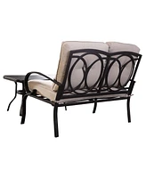 Sugift 2 Pieces Patio Outdoor Cushioned Coffee Table Seat