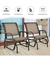 Sugift Outdoor Single Swing Glider Rocking Chair with Armrest