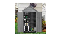 Slickblue Outdoor Storage Cabinet - Wooden Garden Tool Shed with Shelves and Latch