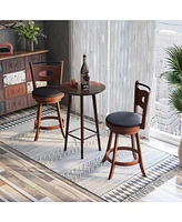 Sugift 2 Pieces 24 inch Swivel Bar Stools with Curved Backrest and Seat Cushions