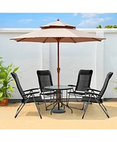 Sugift 2 Pieces Portable Patio Folding Dining Chairs with Headrests Adjust
