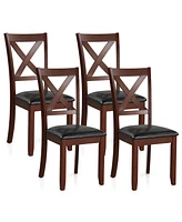 Sugift Set of 2 Wooden Kitchen Dining Chair with Padded Seat and Rubber Wood Legs