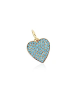 The Lovery Turquoise Sapphire Heart Charm 14K Gold