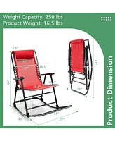 Sugift Outdoor Patio Camping Lightweight Folding Rocking Chair with Footrest