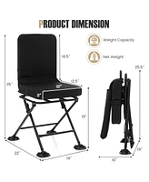 Skonyon Swivel Folding Chair with Backrest and Padded Cushion