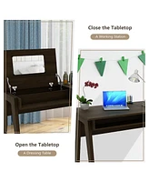 Sugift Dressing Table with Flip Mirror and Storage Drawer