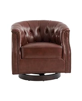 Hulala Home Ralph Traditional Chesterfield Rocker and Swivel Genuine Leather Chair