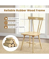 Gymax Set of 4 Dining Chairs Windsor Chairs Wood Armless Chairs w/ Solid Rubber Wood