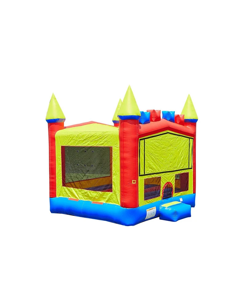 JumpOrange Rainbow Commercial Grade Bounce House for Kids and Adults 13x13 (with Blower), Basketball Hoop, Outdoor Indoor, Big Inflatable, Birthday Pa