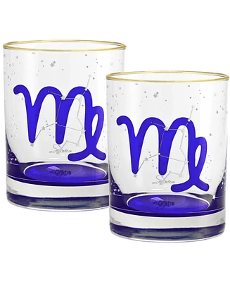 Culver Virgo Zodiac Double Old-Fashioned Glass, Set of 2