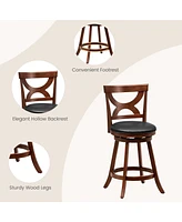 Sugift Swivel Bar Stools Set of 2 with Soft Cushion and Elegant Hollow Backrest