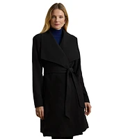 Lauren Ralph Petite Crepe Belted Wrap Coat