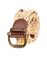 Sam Edelman Women's Wide Beaded Macrame Belt