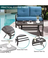 Sugift 2 Pieces Patio Outdoor Cushioned Coffee Table Seat