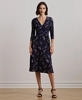 Lauren Ralph Women's Floral Surplice Stretch Jersey Dress