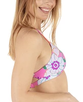 Hurley Juniors' Printed Strappy Tie-Back Bikini Top