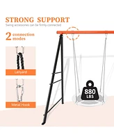 Slickblue Backyard Swing Set for Kids – Outdoor Toddler Swing with Metal A-Frame Stand, Easy Assembly, Orange