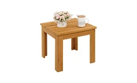 Slickblue Wooden Square Side End Table - Natural Indoor/Outdoor Patio Coffee Bistro Table