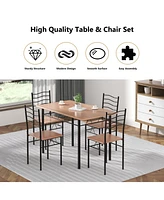 Sugift 5 Pieces Wood Metal Dining Table Set with 4 Chairs