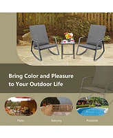 Skonyon 3 Pieces Patio Rattan Rocking Furniture Set