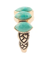 Barse Multi Oval Genuine Green Turquoise Bronze Band Ring