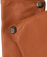 Lauren Ralph Pebble Leather Gloves with Horse Button