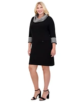 Jessica Howard Plus Contrast-Cuff Sweater Dress