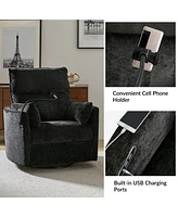 Hulala Home Lew Modern 38" Power Rocking Swivel Nursery Recliner with Usb