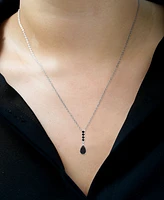 2-Pc. Set Onyx Pendant Necklace & Dangle Hoop Earrings in Sterling Silver