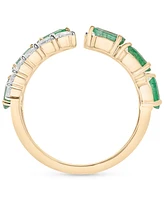 Lab-Created Emerald (1 ct. t.w.) & Lab-Created White Sapphire (3/4 ct. t.w.) Double Row Cuff Ring