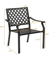 Sugift Set of 2 Patio Dining Chairs with Curved Armrests and Reinforced Steel Frame