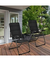 Sugift 2 Pieces Outdoor Folding Patio Chairs with Adjustable Backrests for Bistro and Backyard