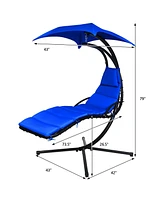 Sugift Hanging Chaise Lounger with Stand and Pillow for Outdoor
