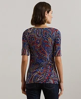 Lauren Ralph Women's Paisley Stretch Cotton Boatneck Tee