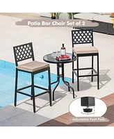 Sugift Set of 2 Patio Bar Chairs with Detachable Cushion and Footrest