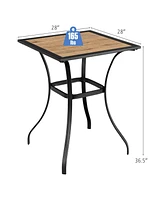 Sugift Patio Square Bar Table for Garden Backyard