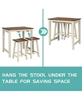 Sugift Counter Height Pub Table with 2 Saddle Bar Stools