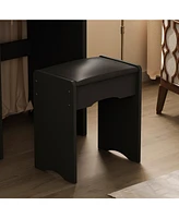 Homsee 5-Drawers Pink Makeup Vanity Sets Dressing Table with Stool, Mirror, Led Light and 3-Tier Storage Shelves
