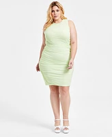 Bar Iii Trendy Plus Mesh Side-Ruched Sleeveless Dress, Exclusively at Macy's