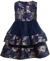 Bonnie Jean Little Girls Tiered Foiled Floral Party Dress