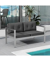 Vebreda Contemporary 2-Person Loveseat Chair with Wpc Armrests for Balcony Backyard Porch