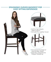 Sugift 2-Pieces Upholstered Bar Stools Counter Height Chairs with Pu Leather Cover